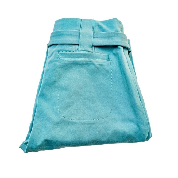 Betabrand Belted Blue Cropped Slack Pants Size Med Petite - Picture 1 of 7